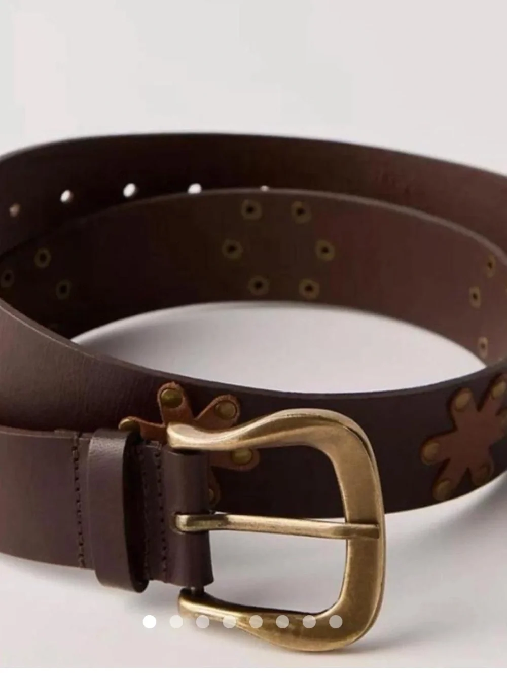 Free People Dark Brown Leather Belt with Brass Buckle